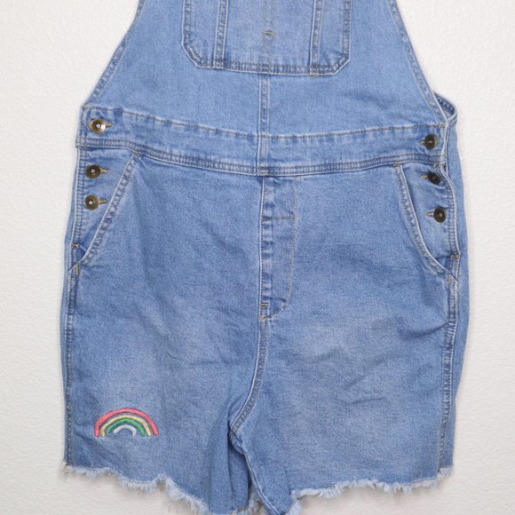 Target pride shortalls sz medium adult rainbow light wash pre-owned - Picture 7 of 13